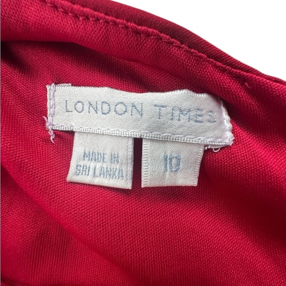 London Times Women’s Spaghetti Straps Red Cocktail Dress Size 10 Wedding NWT - Picture 5 of 6